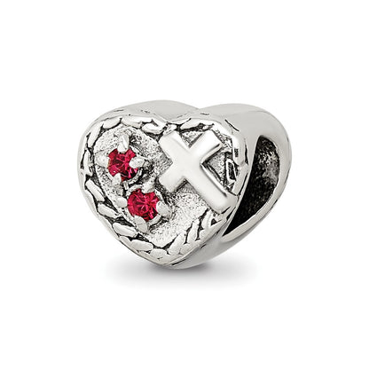 Sterling Silver Reflections Cz And Cross Heart Bead