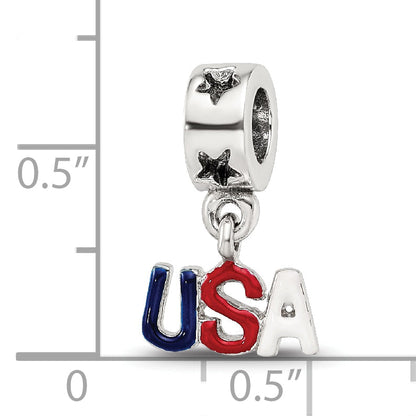 Sterling Silver Reflections Enameled Usa Dangle Bead