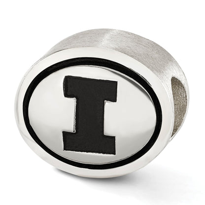 Sterling Silver Antiqued University Of Illinois Collegiate Bead