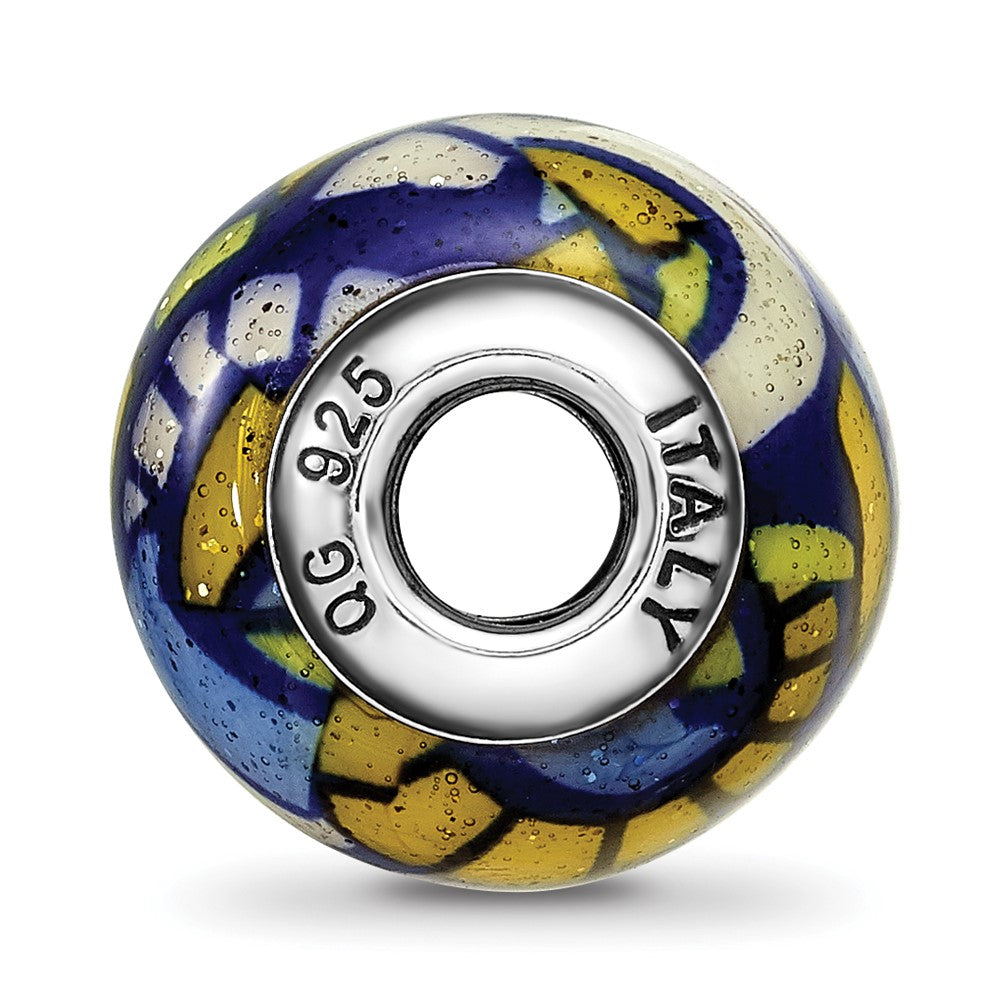 Sterling Silver Reflections Multicolor W/Glitter Overlay Glass Bead