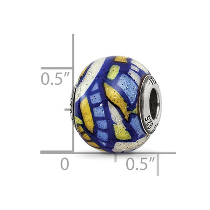 Sterling Silver Reflections Multicolor W/Glitter Overlay Glass Bead