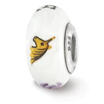 Sterling Silver Ster.Silver Reflections Hand Painted Delta Phi Epsilon Fenton Glass Bead