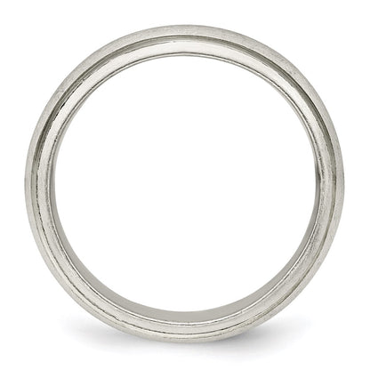 Sterling Silver 6mm Satin Half Round With Edge Lines Size 5 Band (Size 5 Only)