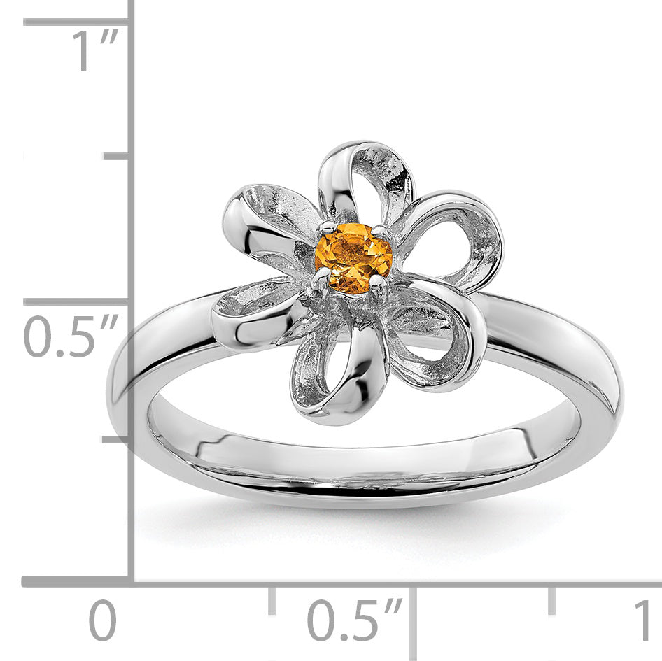 Sterling Silver Stackable Expressions Polished Citrine Flower Ring