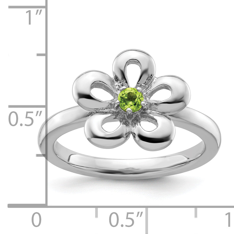Sterling Silver Stackable Expressions Polished Peridot Flower Ring