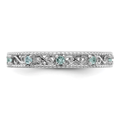Sterling Silver Stackable Expressions Aquamarine Ring