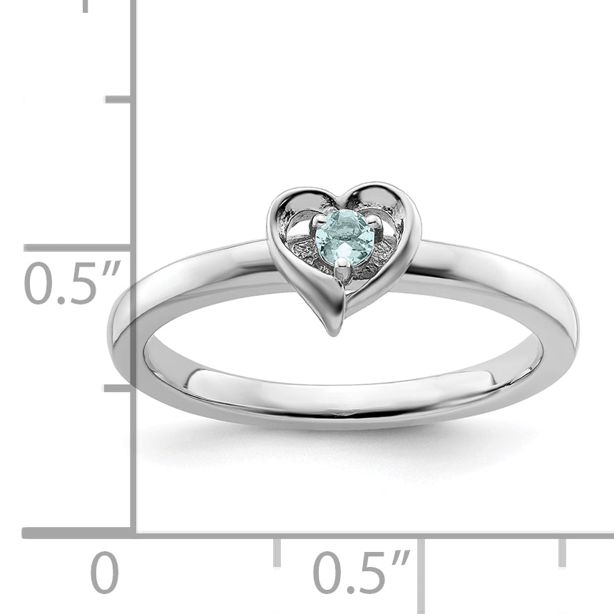 Sterling Silver Stackable Expressions Aquamarine Heart Ring