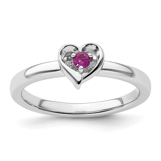 Sterling Silver Stackable Expressions Rhodolite Garnet Heart Ring