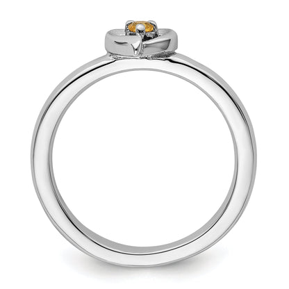 Sterling Silver Stackable Expressions Citrine Heart Ring