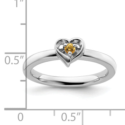 Sterling Silver Stackable Expressions Citrine Heart Ring