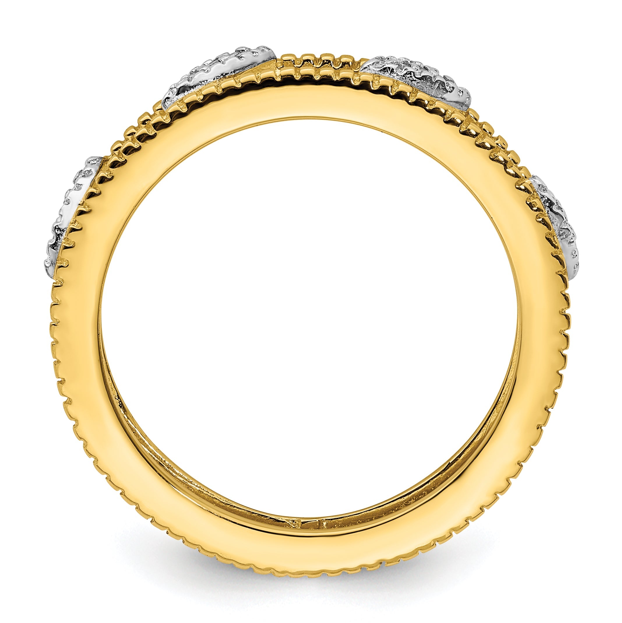 Sterling Silver Stackable Expressions Gold Plated Diamond Jacket Ring