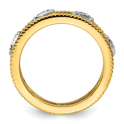 Sterling Silver Stackable Expressions Gold Plated Diamond Jacket Ring