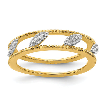 Sterling Silver Stackable Expressions Gold Plated Diamond Jacket Ring