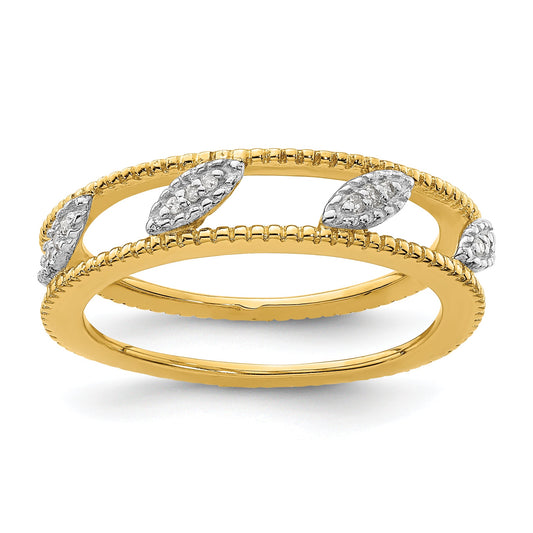Sterling Silver Stackable Expressions Gold Plated Diamond Jacket Ring