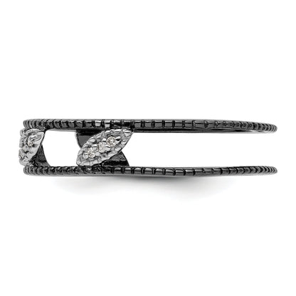 Sterling Silver Stackable Expressions Ruthenium Plated Diamond Jacket Ring