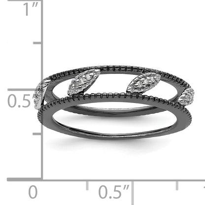 Sterling Silver Stackable Expressions Ruthenium Plated Diamond Jacket Ring