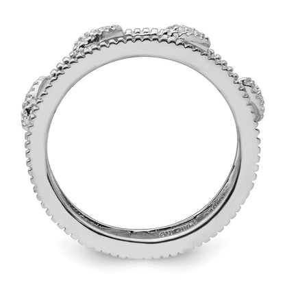 Sterling Silver Stackable Expressions Rhodium Plated Diamond Jacket Ring