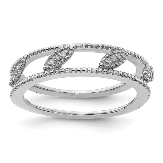 Sterling Silver Stackable Expressions Rhodium Plated Diamond Jacket Ring