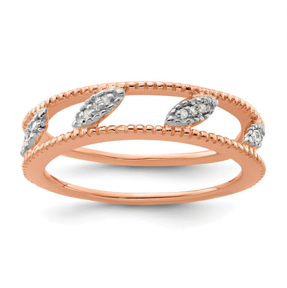 Sterling Silver Stackable Expressions Rose Gold Plated Diamond Jacket Ring