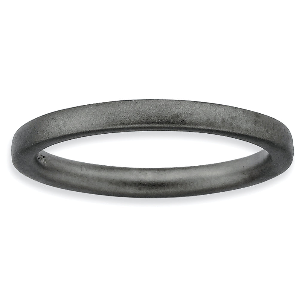Sterling Silver Stackable Expressions Black Plated Satin Ring (Size 5 Only)