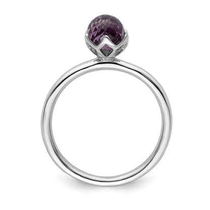 Sterling Silver Stackable Expressions Amethyst Briolette Ring (Size 7 Only)