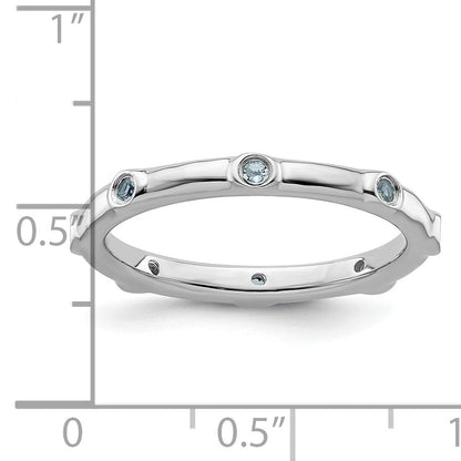 Sterling Silver Stackable Expressions Aquamarine Ring