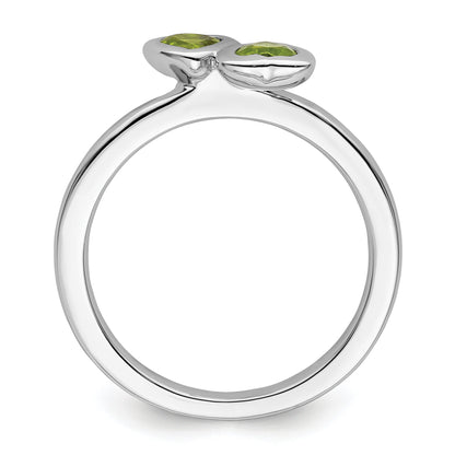 Sterling Silver Stackable Expressions Peridot Double Heart Ring