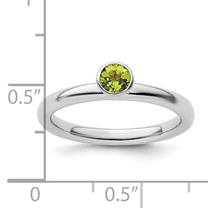 Sterling Silver Stackable Expressions High 4mm Round Peridot Ring