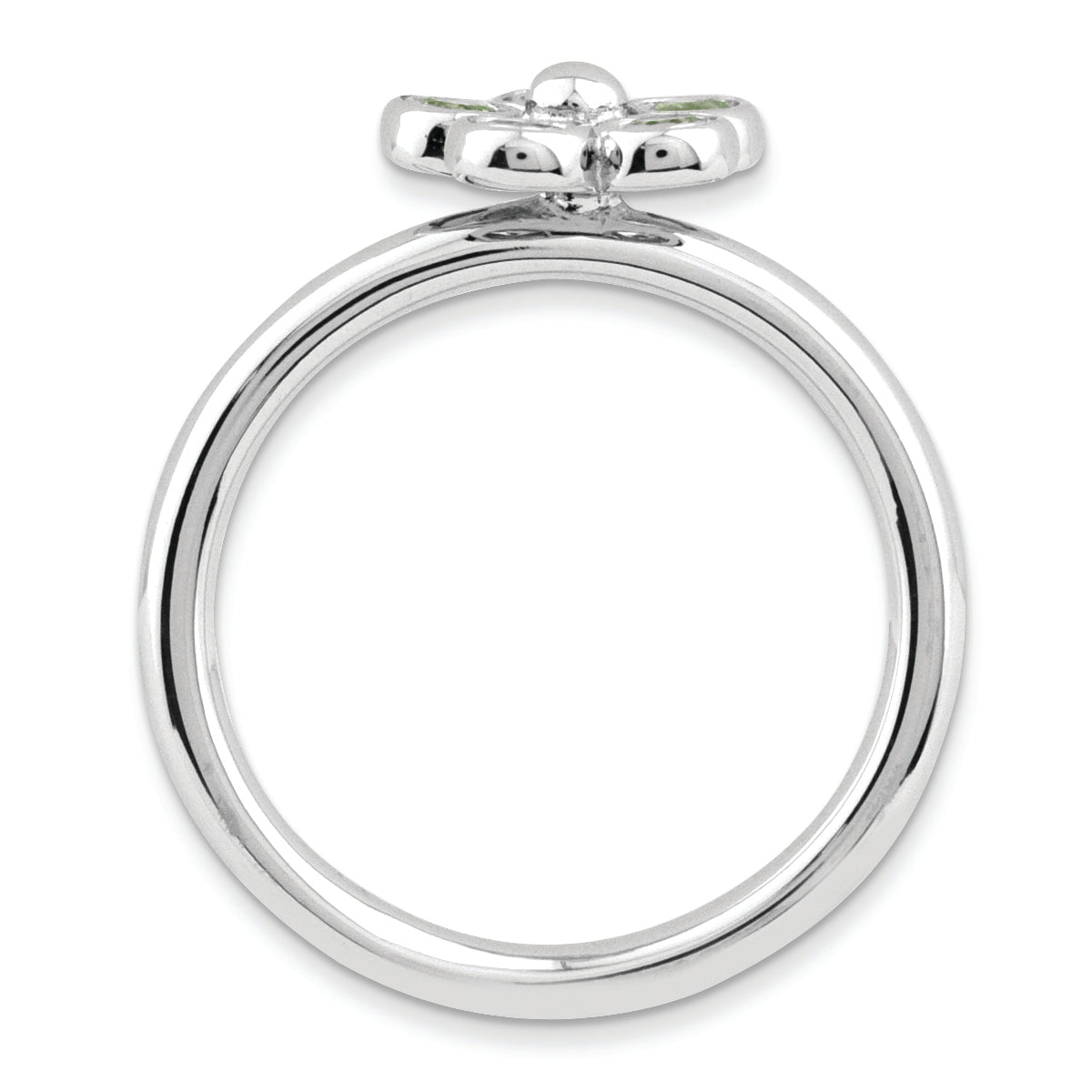 Sterling Silver Stackable Expressions Peridot Flower Ring (Size 6 Only)