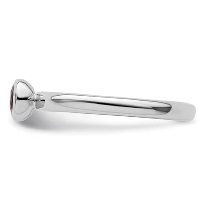 Sterling Silver Ss Stackable Expressions Low 4mm Round Rhodolite Garnet Ring