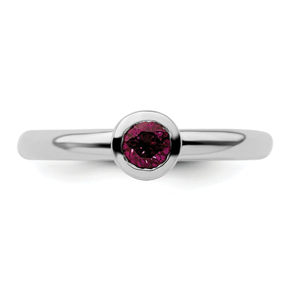 Sterling Silver Ss Stackable Expressions Low 4mm Round Rhodolite Garnet Ring