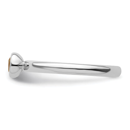 Sterling Silver Stackable Expressions Low 4mm Round Citrine Ring