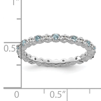 Sterling Silver Stackable Expressions Aquamarine & Diamond Ring