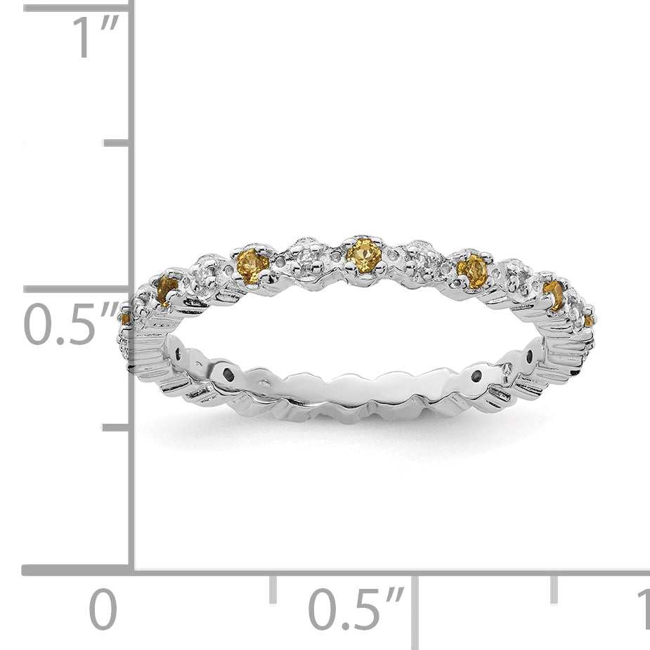 Sterling Silver Stackable Expressions Citrine & Diamond Ring