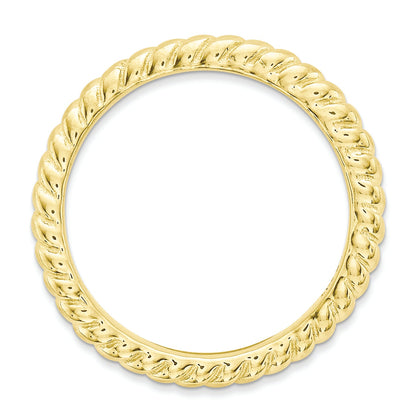 Sterling Silver Stackable Expressions Polished Gold Plate Wave Ring