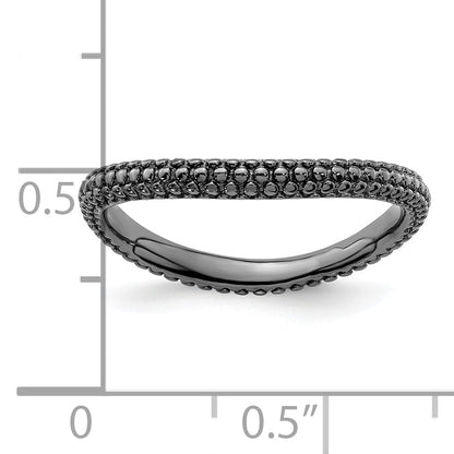 Sterling Silver Stackable Expressions Polished Black Plated Wave Ring