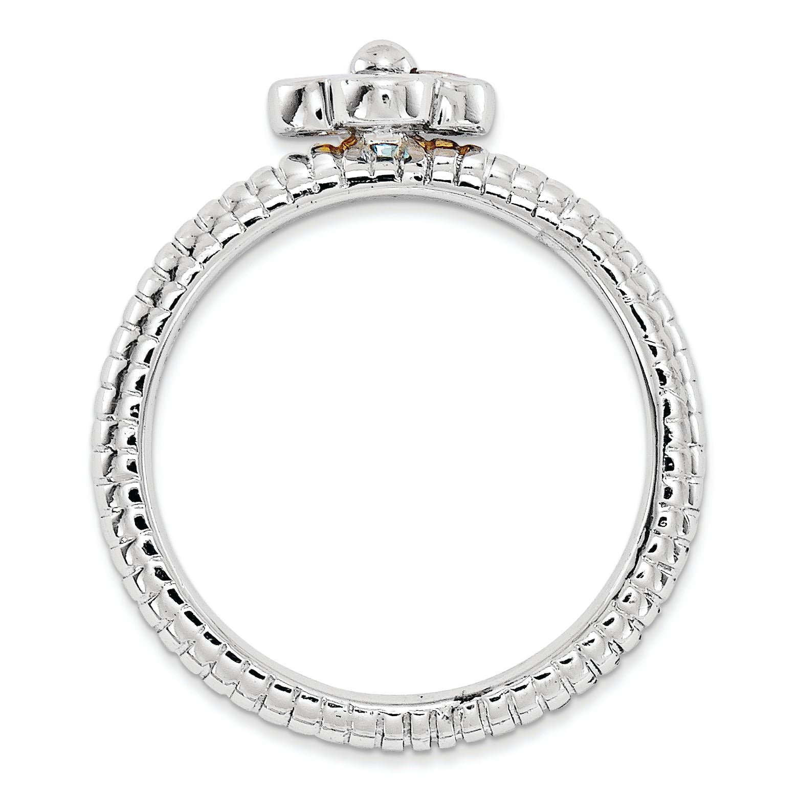 Sterling Silver Stackable Expressions Blue Topaz & Citrine Flower Ring (Size 5 Only)