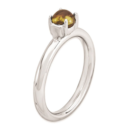 Sterling Silver Stackable Expressions Citrine Rhodium Plated Ring