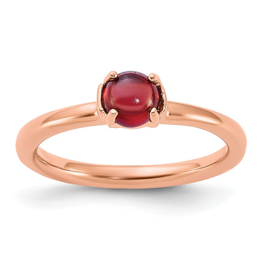 Sterling Silver Stackable Expressions Garnet Pink Plated Ring