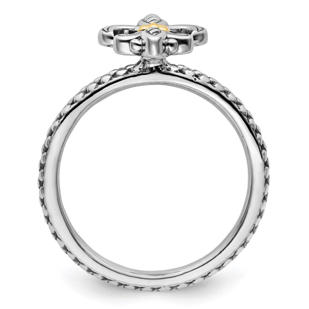 14K/Silver Two Tone Sterling Silver & 14K Stackable Expressions Antiqued Ring