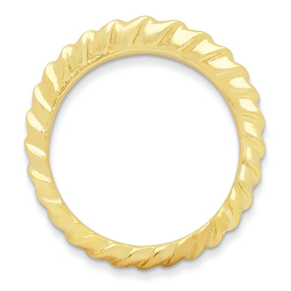 Sterling Silver Stackable Expressions Gold Plated Domed Ring (Size 8 Only)