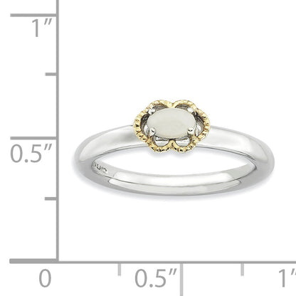 Sterling Silver & 14K Stackable Expressions White Agate Polished Ring