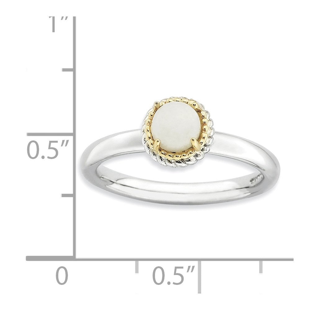 14K/Silver Two Tone Sterling Silver & 14K Stackable Expressions White Agate Polished Ring