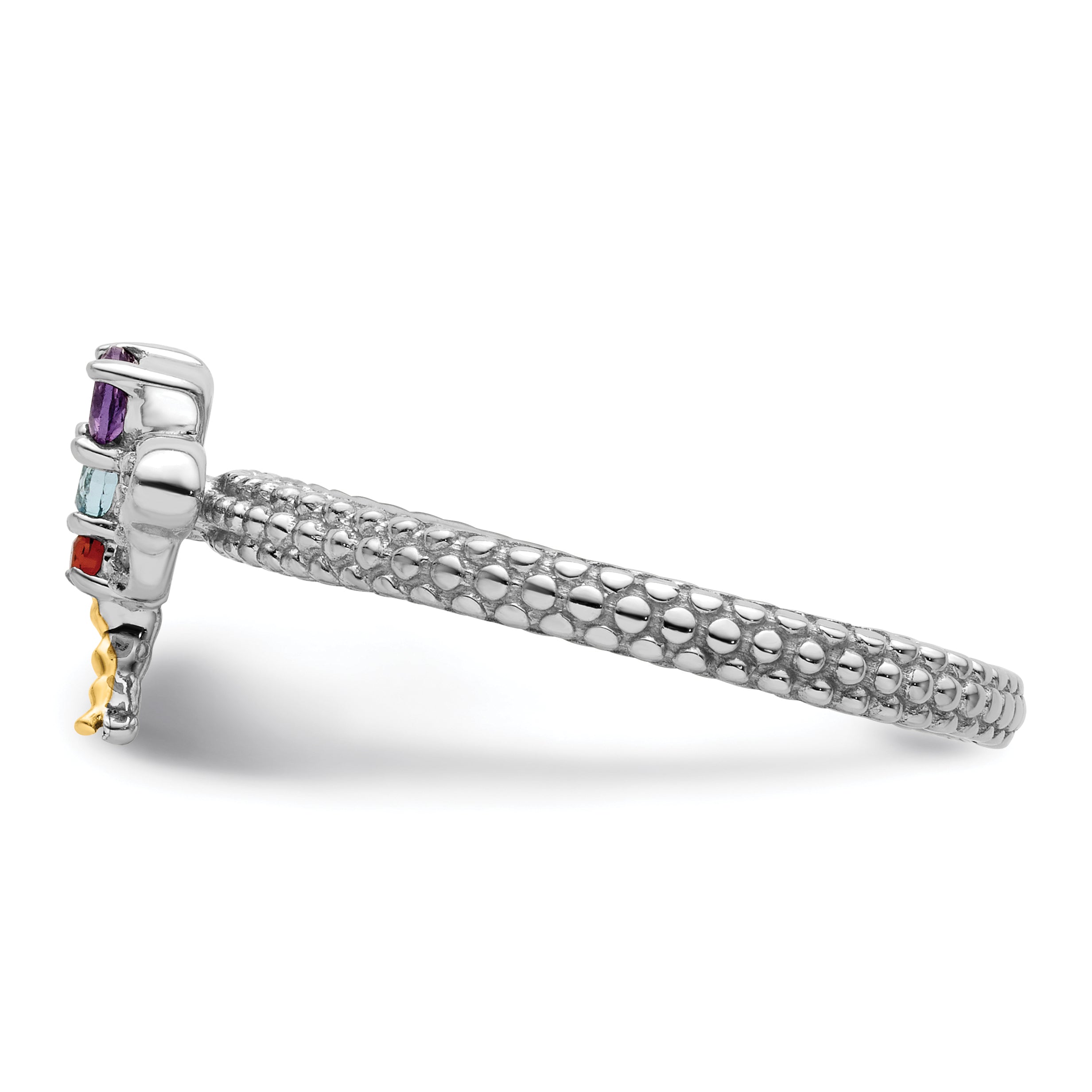 14K/Silver Two Tone Sterling Silver&14K Stackable Expressions Gemstone & Diamond Dragonfly Ring