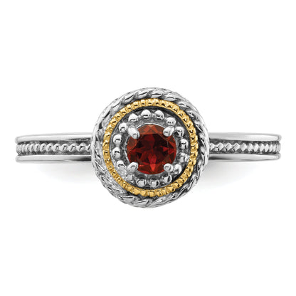 14K/Silver Two Tone Sterling Silver & 14K Stackable Expressions Garnet Ring