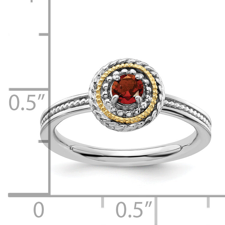 14K/Silver Two Tone Sterling Silver & 14K Stackable Expressions Garnet Ring