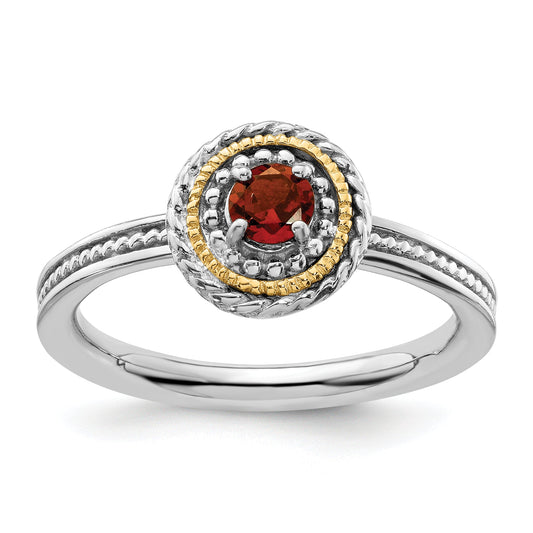 14K/Silver Two Tone Sterling Silver & 14K Stackable Expressions Garnet Ring