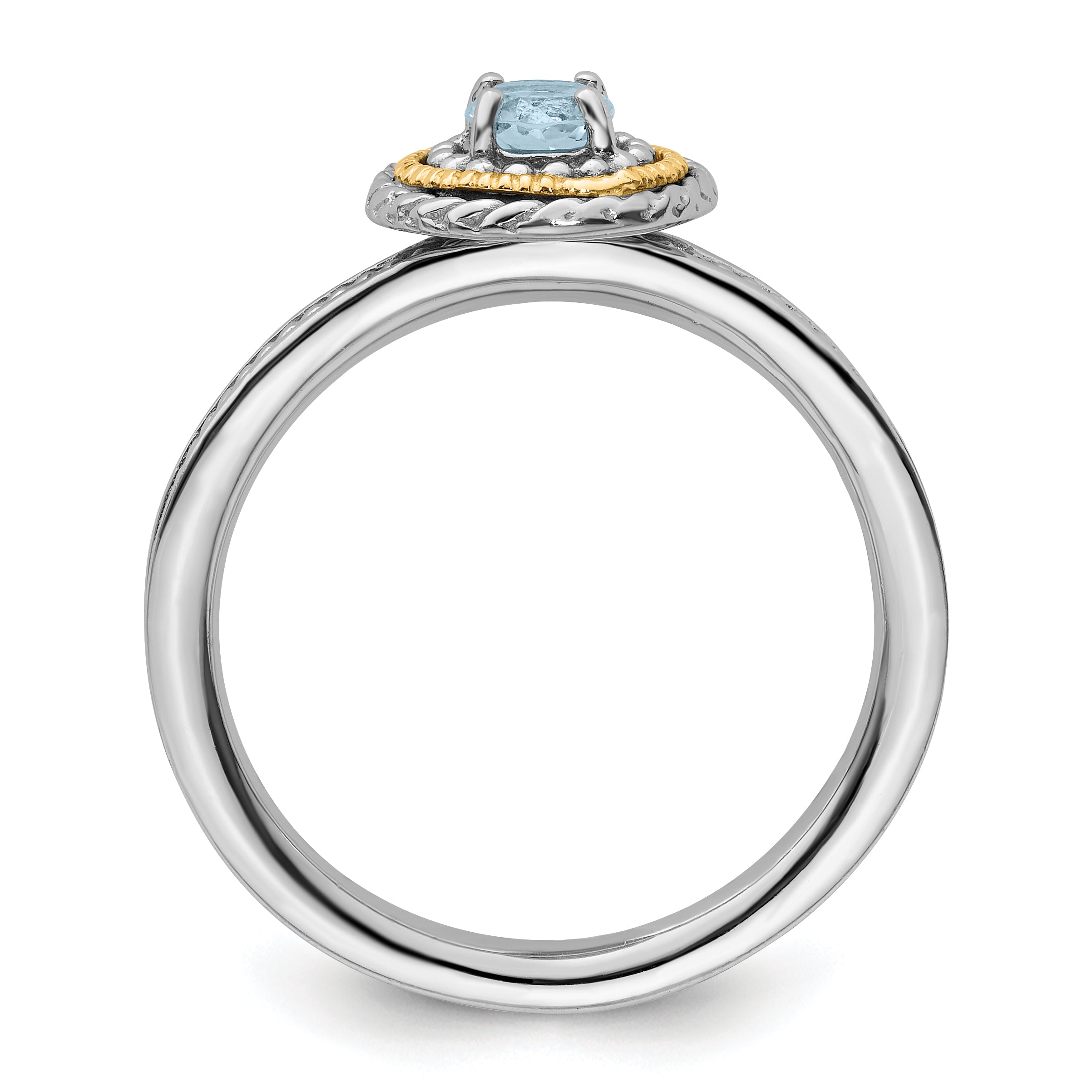14K/Silver Two Tone Sterling Silver & 14K Expressions Aquamarine Ring