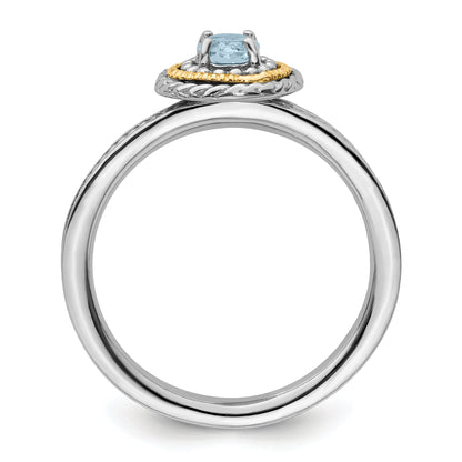 14K/Silver Two Tone Sterling Silver & 14K Expressions Aquamarine Ring