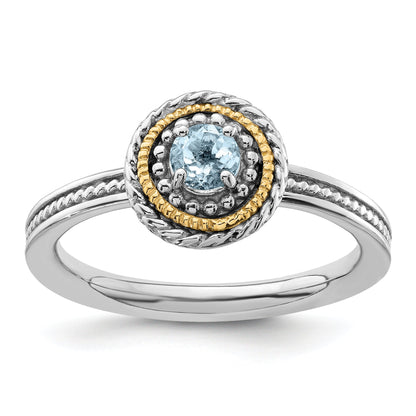 14K/Silver Two Tone Sterling Silver & 14K Expressions Aquamarine Ring